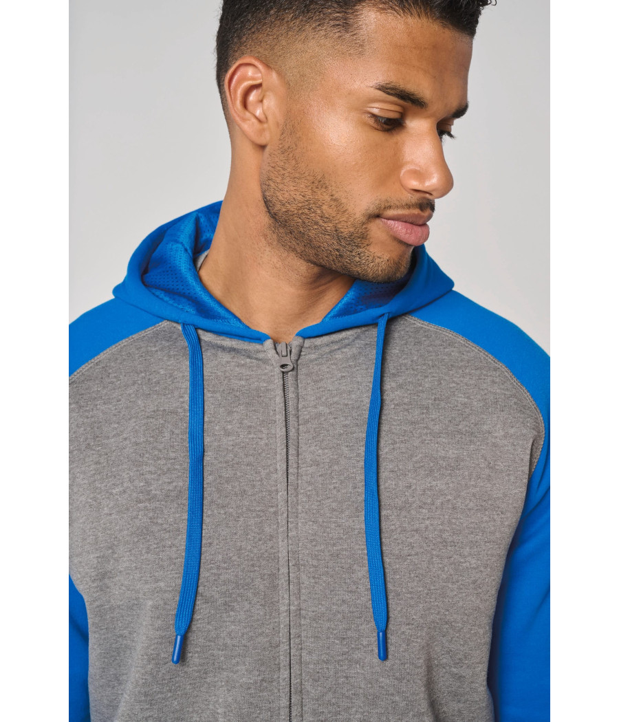 Veste molleton zippée capuche bicolore unisexe