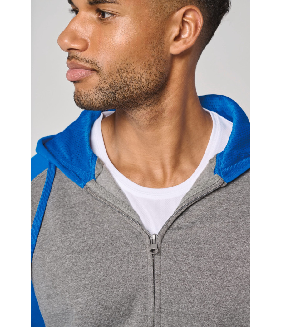 Veste molleton zippée capuche bicolore unisexe
