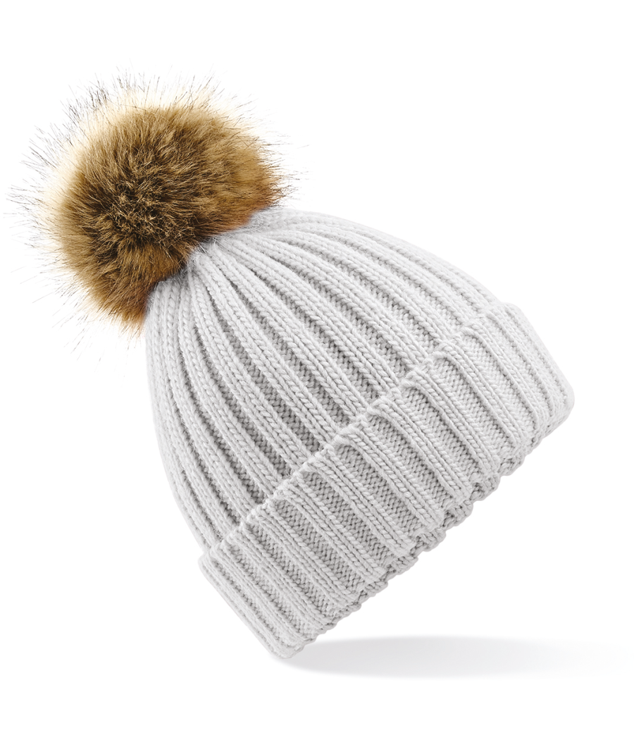 Bonnet epais avec pompon en fausse fourrure