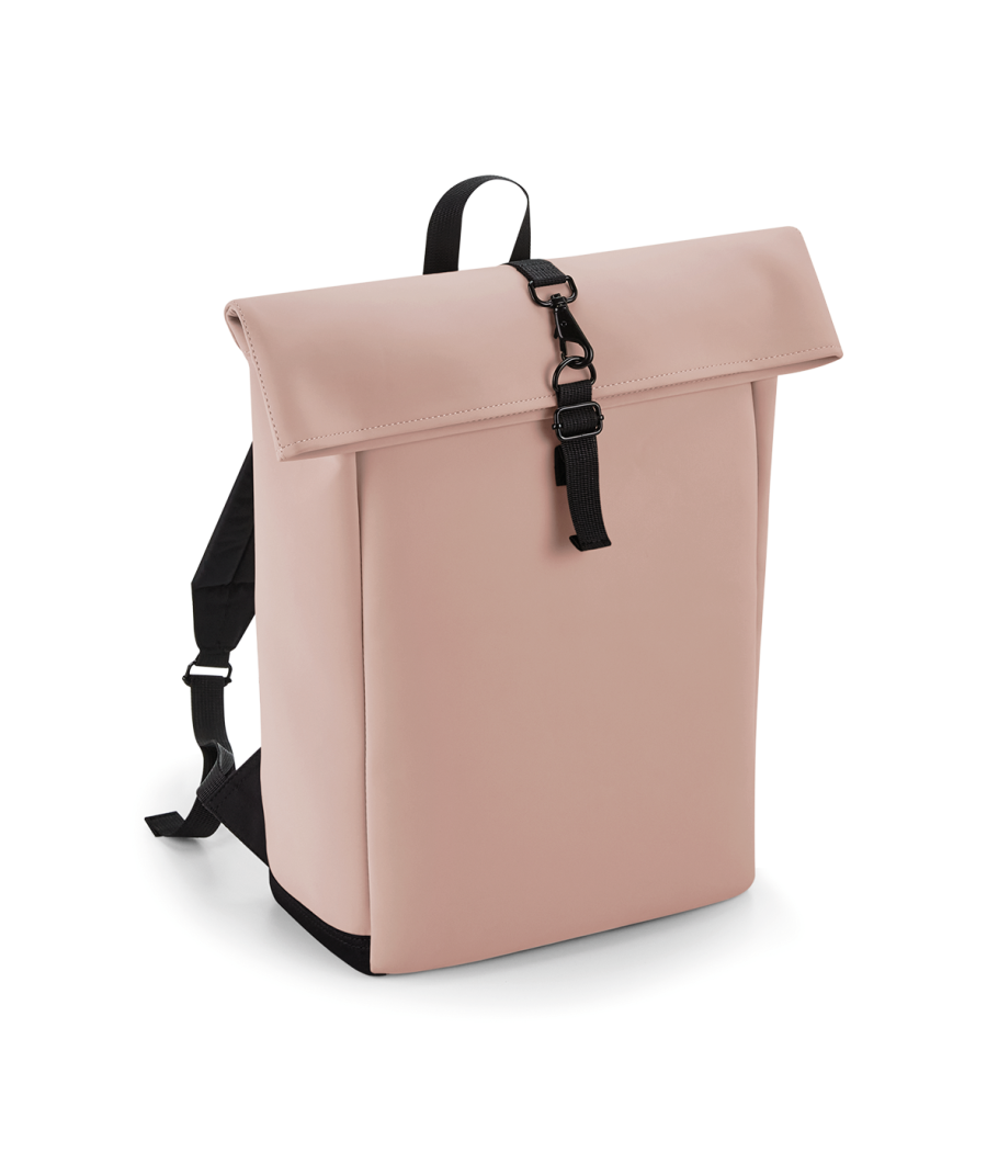 Sac à dos avec rabat roll-top en polyuréthane mat