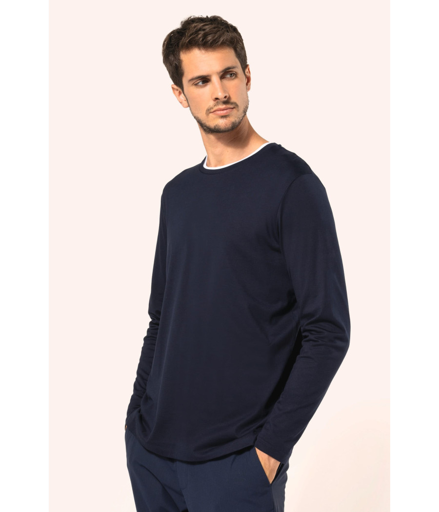 T-shirt Supima® col rond manches longues homme
