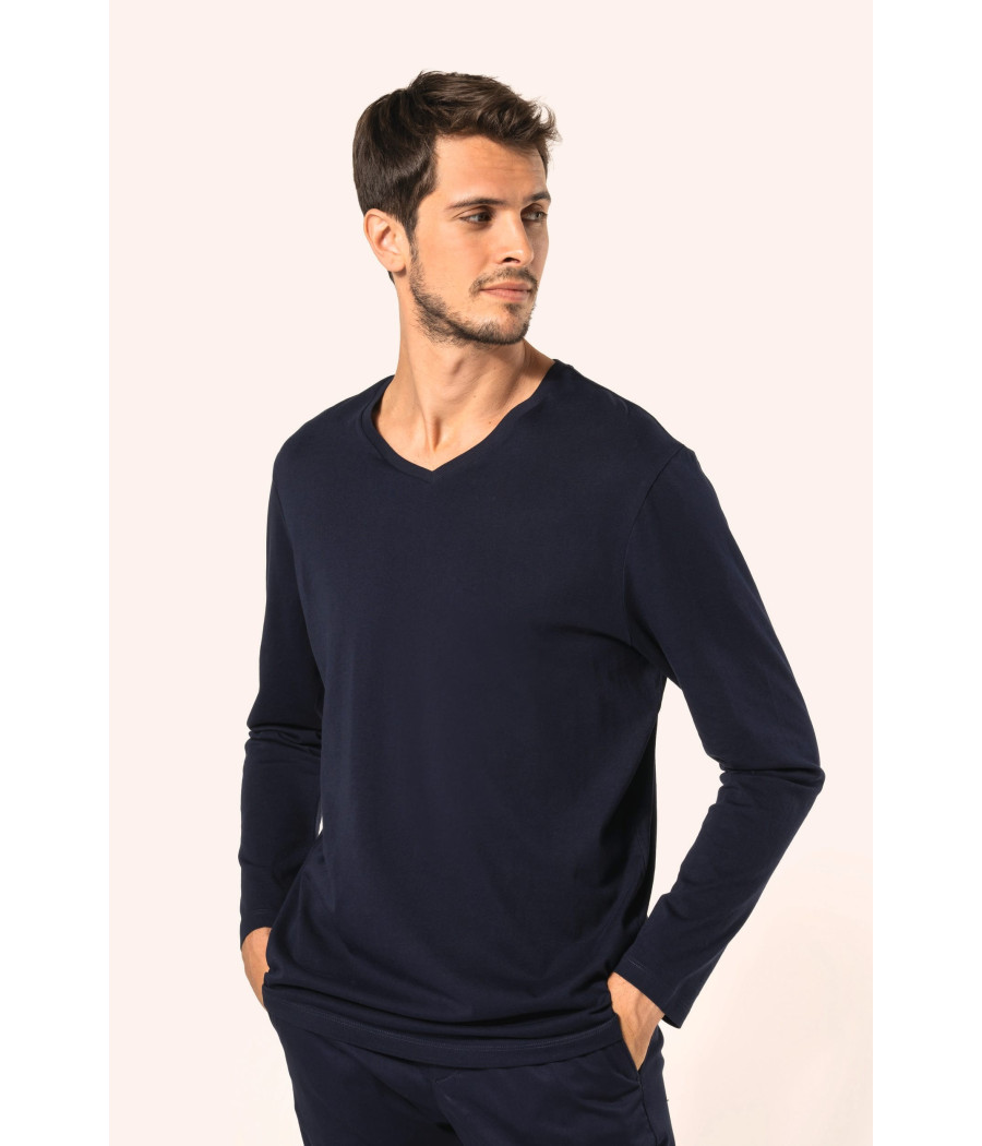 T-shirt Supima® col V manches longues homme