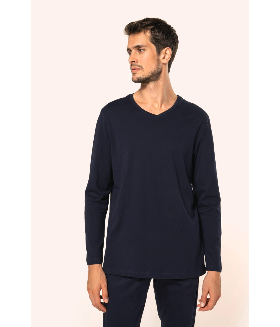 T-shirt Supima® col V manches longues homme