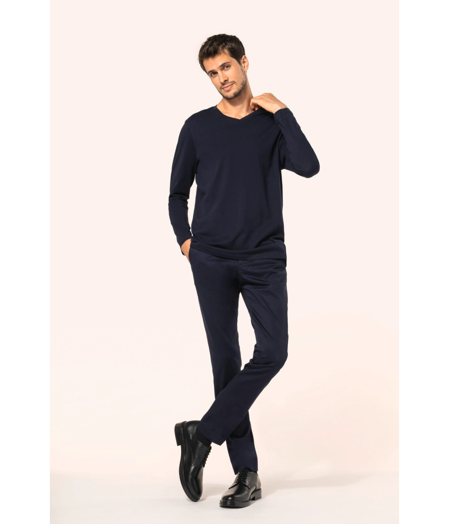 T-shirt Supima® col V manches longues homme
