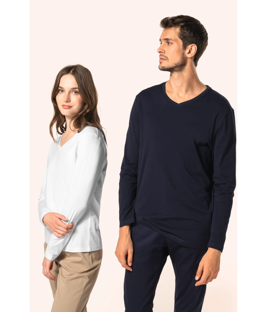 T-shirt Supima® col V manches longues homme