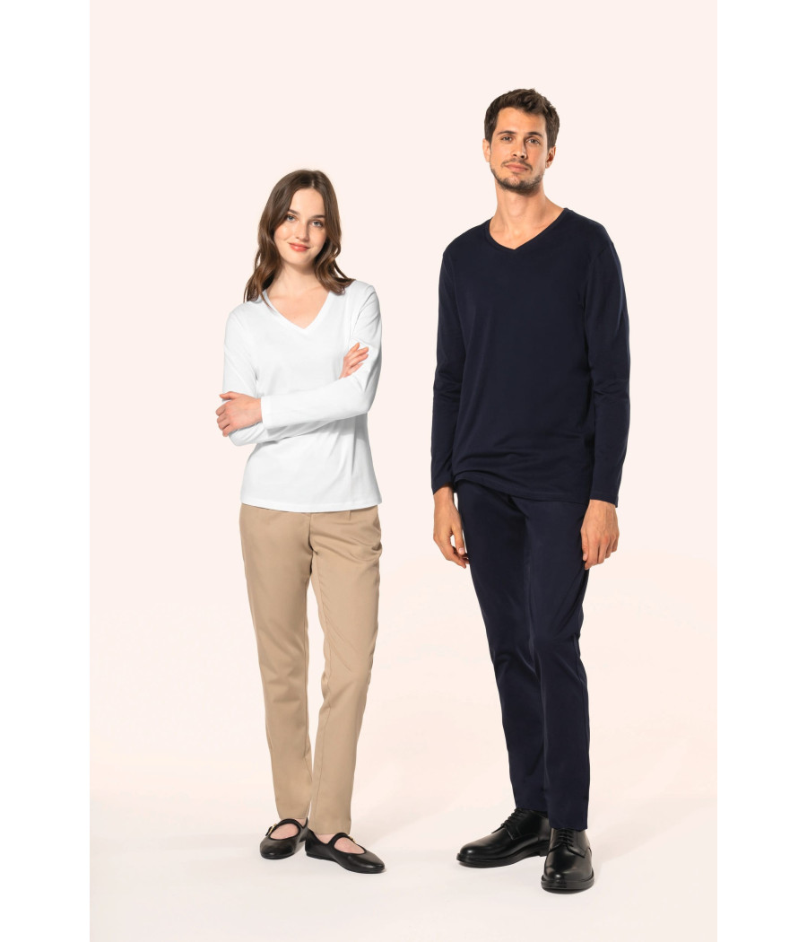 T-shirt Supima® col V manches longues homme