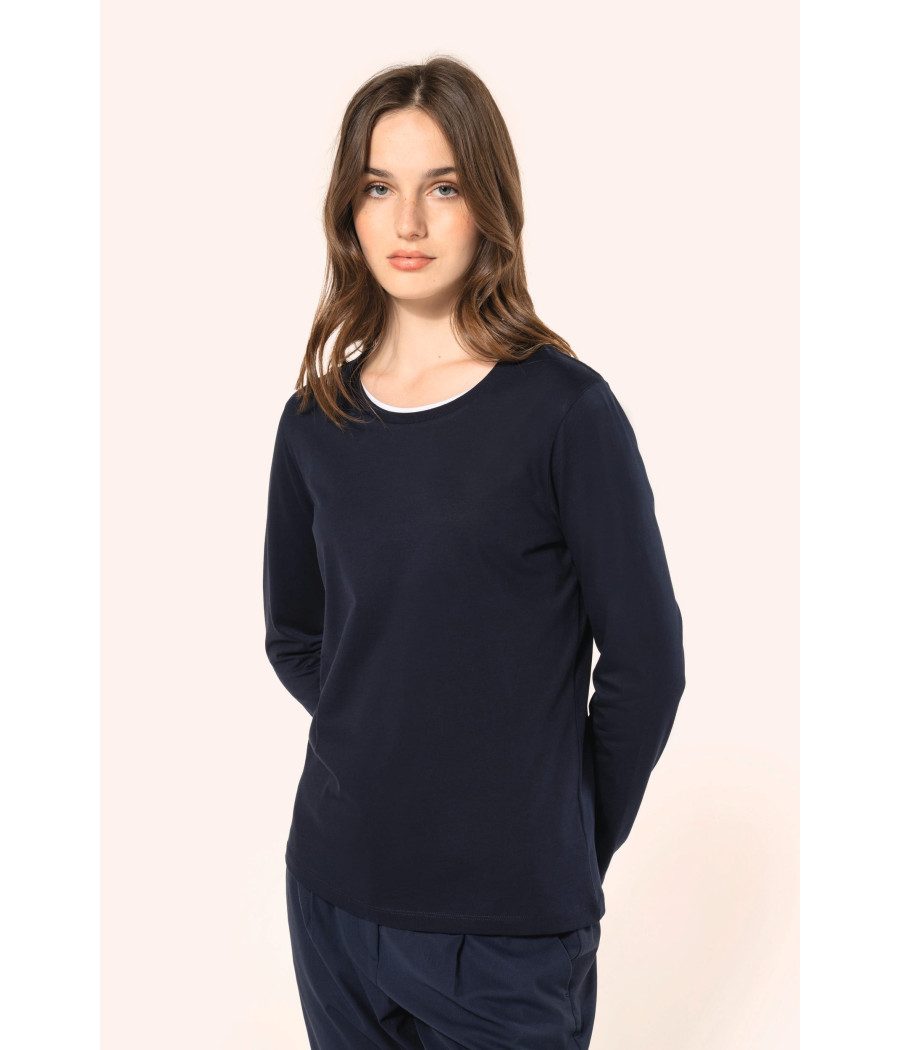 T-shirt Supima® col rond manches longues femme
