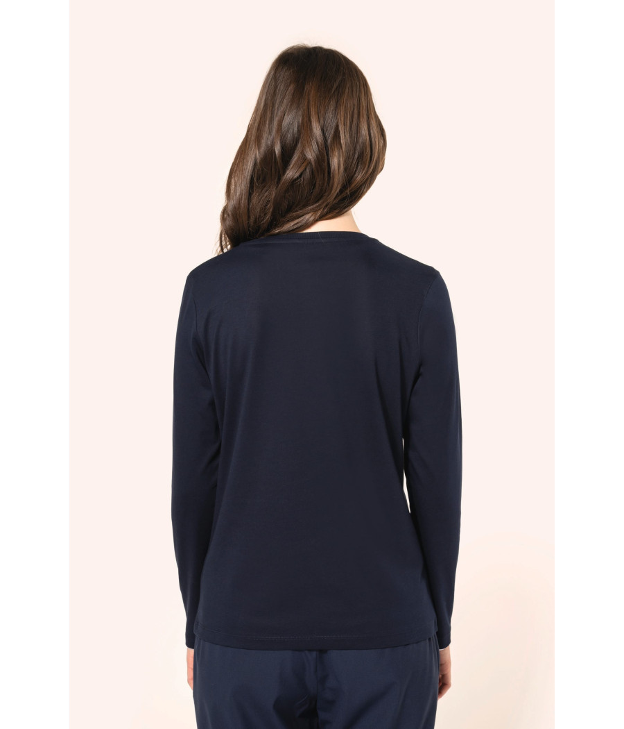 T-shirt Supima® col rond manches longues femme