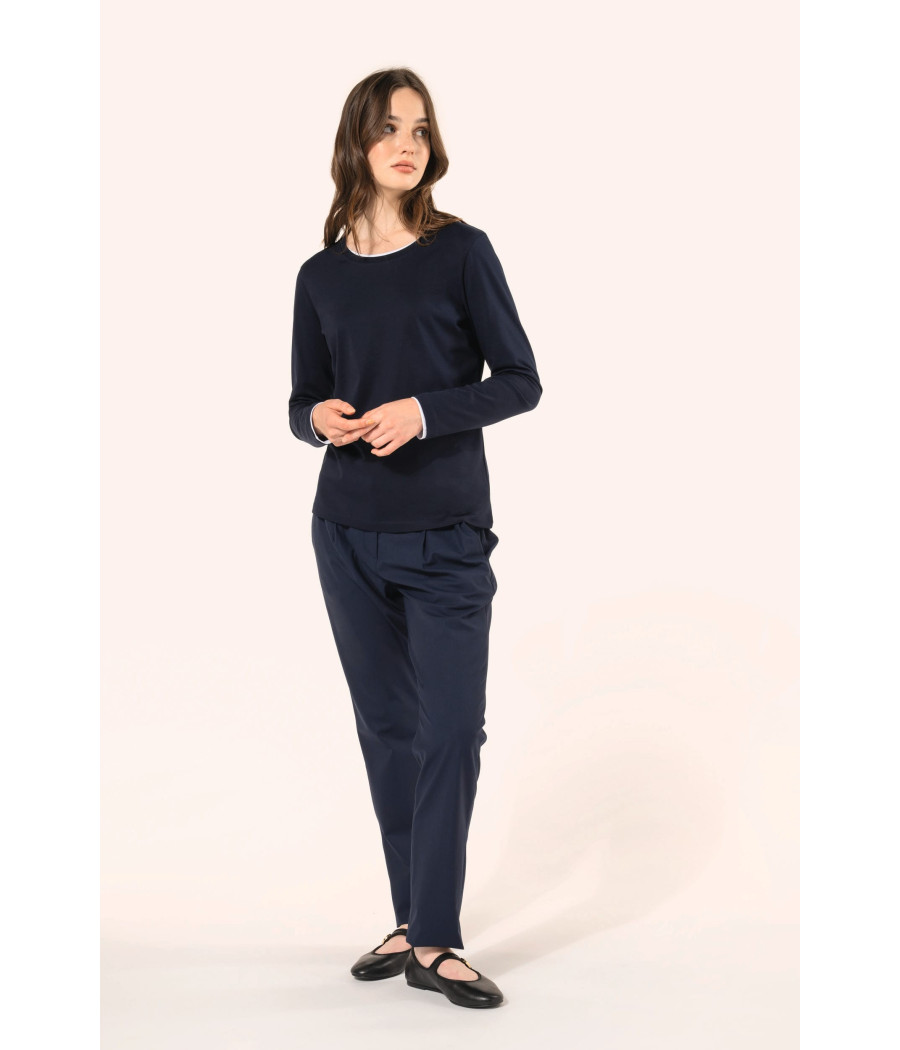 T-shirt Supima® col rond manches longues femme