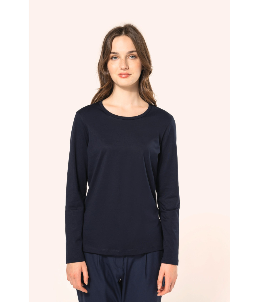 T-shirt Supima® col rond manches longues femme
