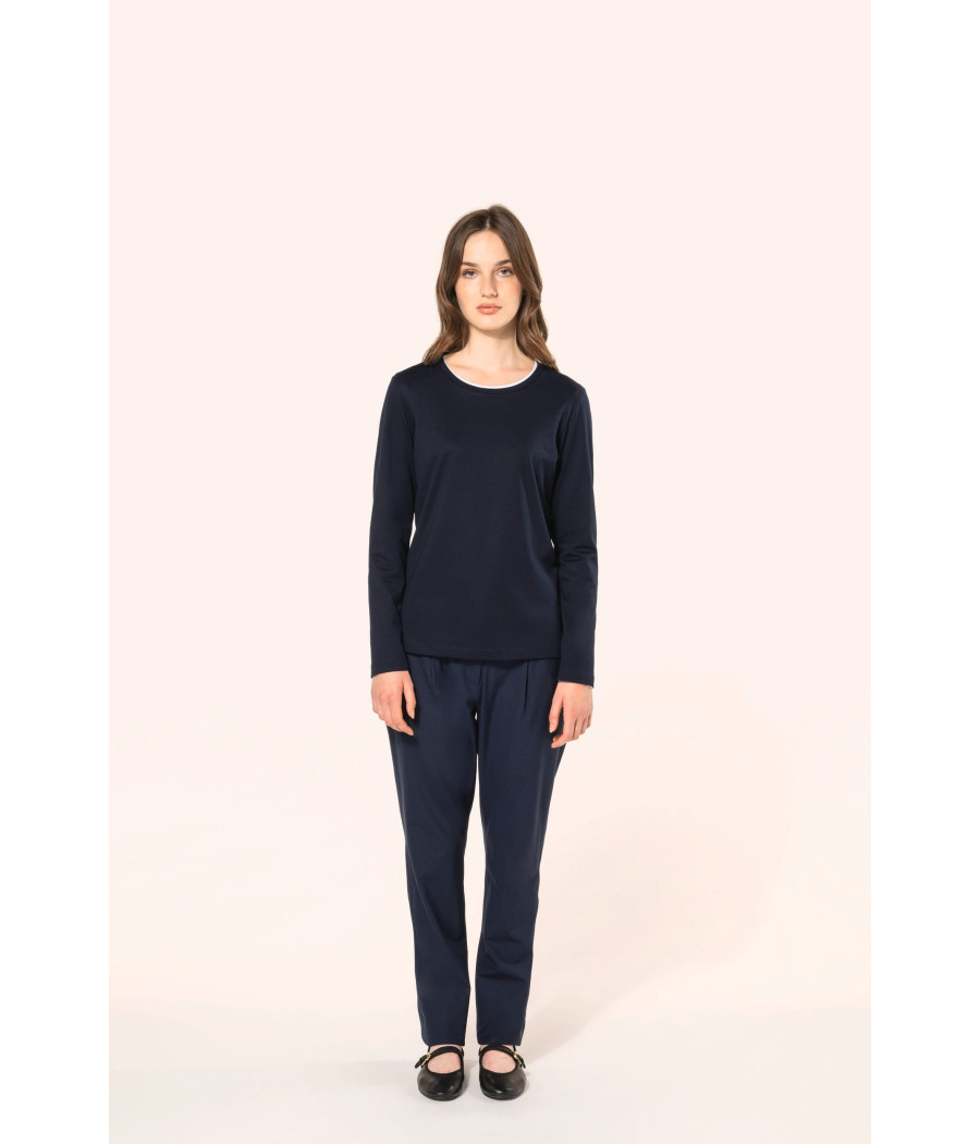 T-shirt Supima® col rond manches longues femme