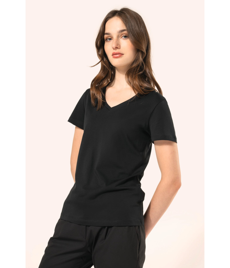T-shirt Supima® col V manches courtes femme