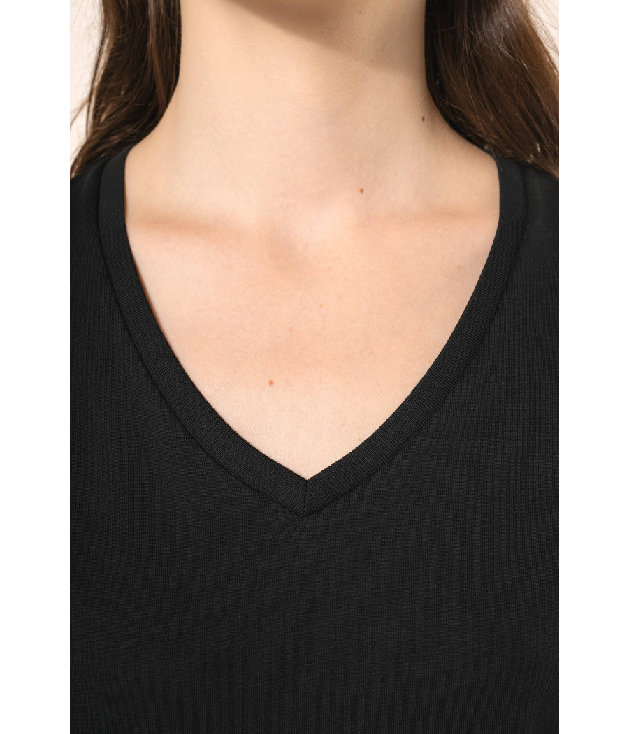 T-shirt Supima® col V manches courtes femme
