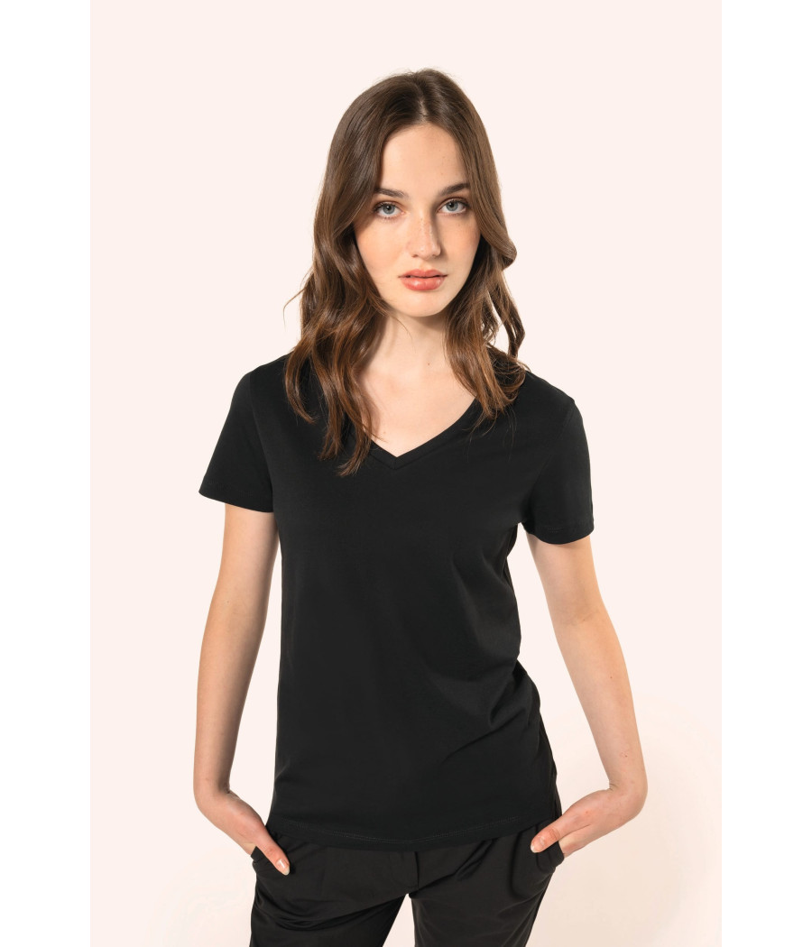 T-shirt Supima® col V manches courtes femme