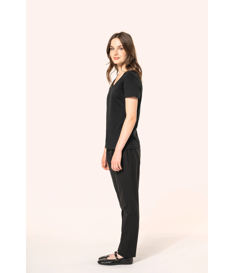 T-shirt Supima® col V manches courtes femme