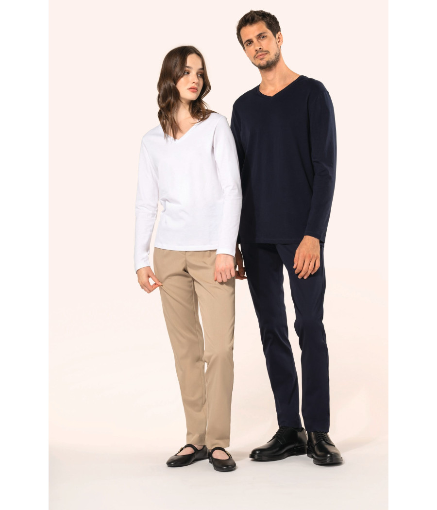T-shirt Supima® col V manches longues femme