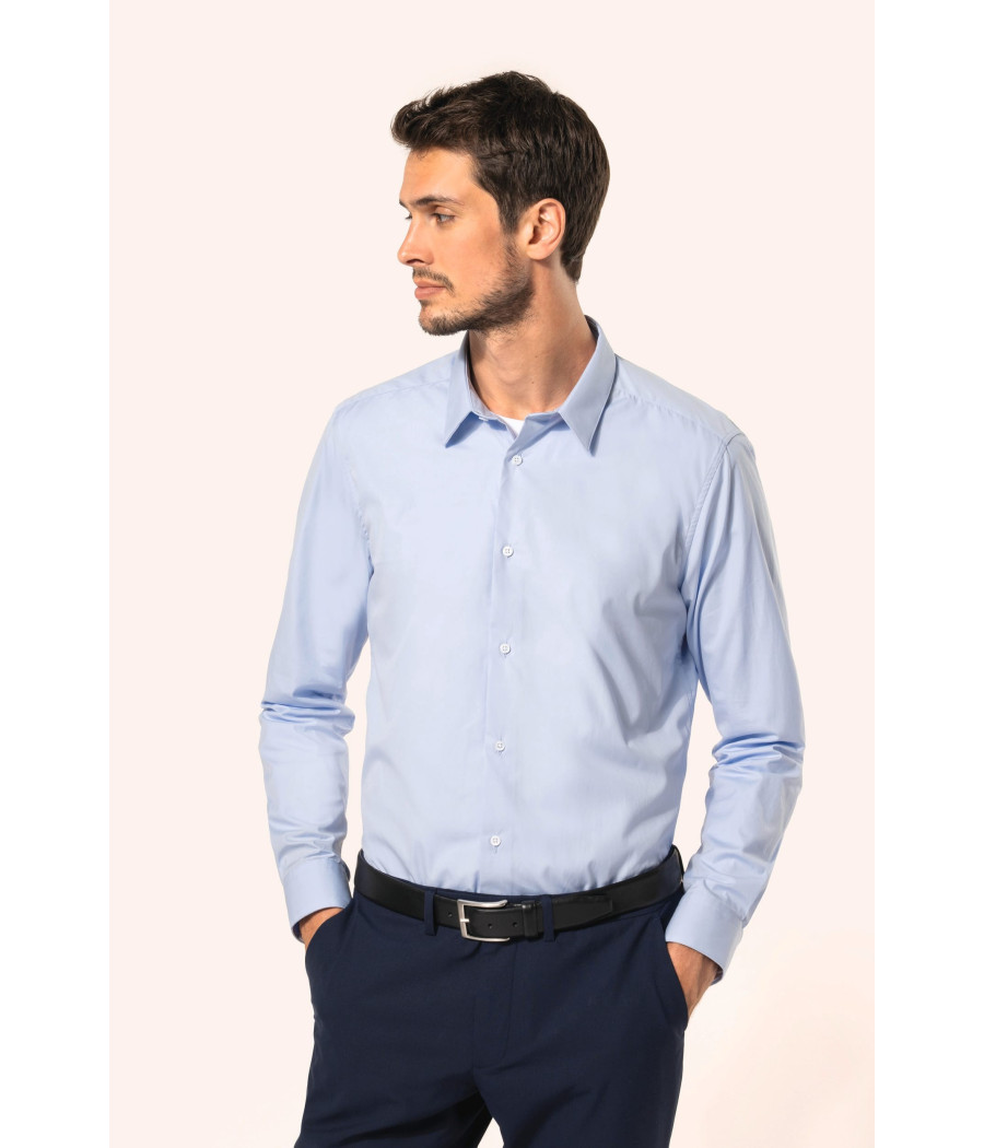 Chemise popeline manches longues homme