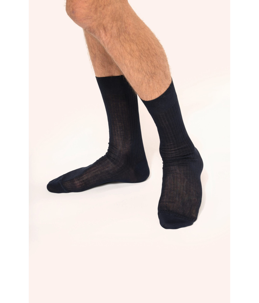 Chaussettes coton rib 4x2 fil d'Écosse homme