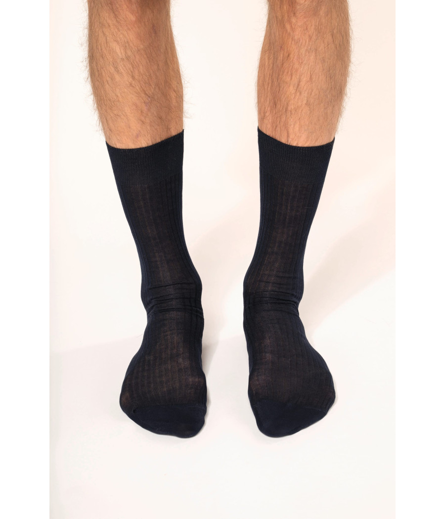 Chaussettes coton rib 4x2 fil d'Écosse homme