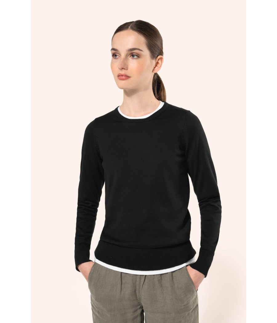 Pull Supima® col rond  femme