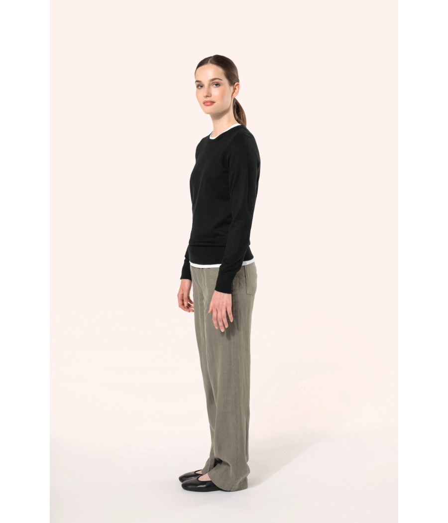 Pull Supima® col rond  femme