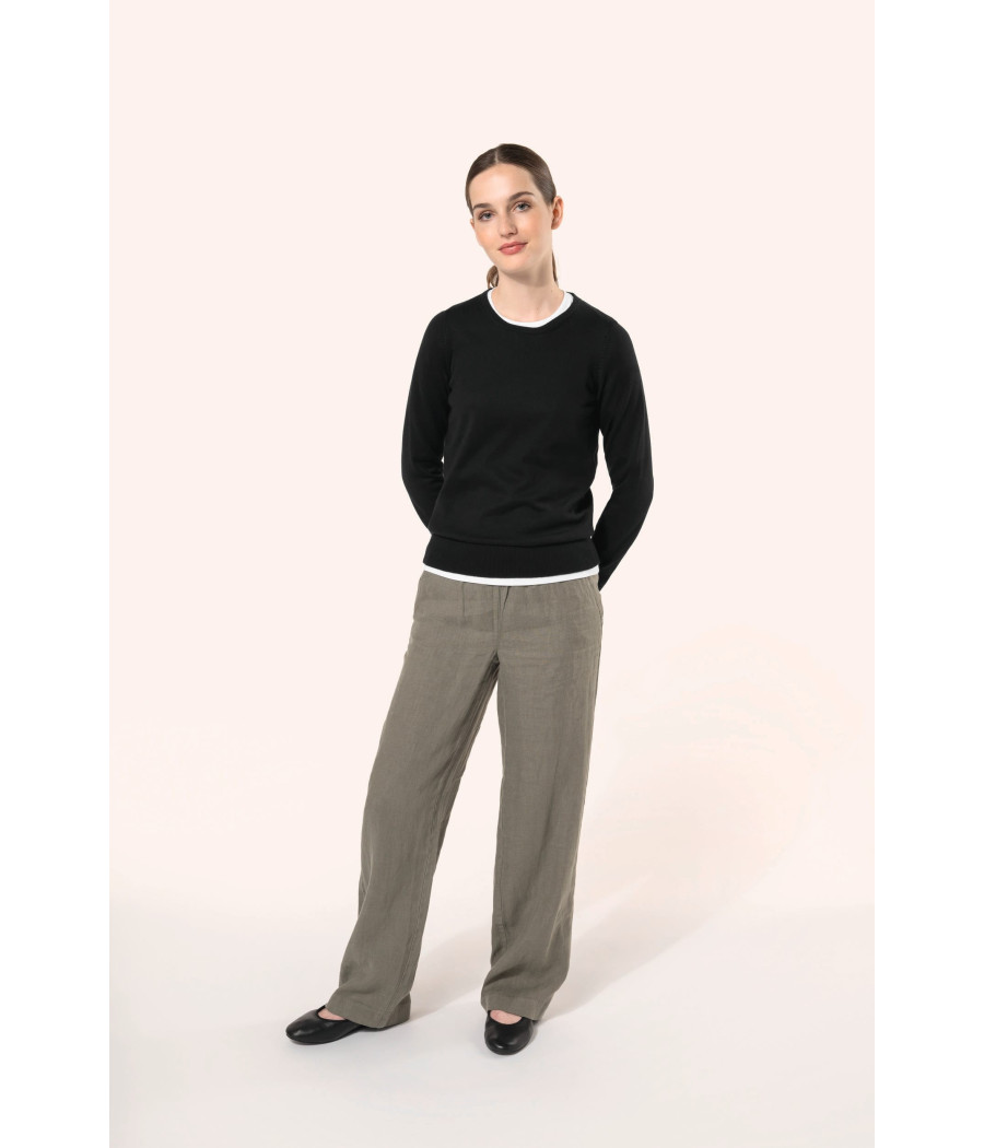 Pull Supima® col rond  femme