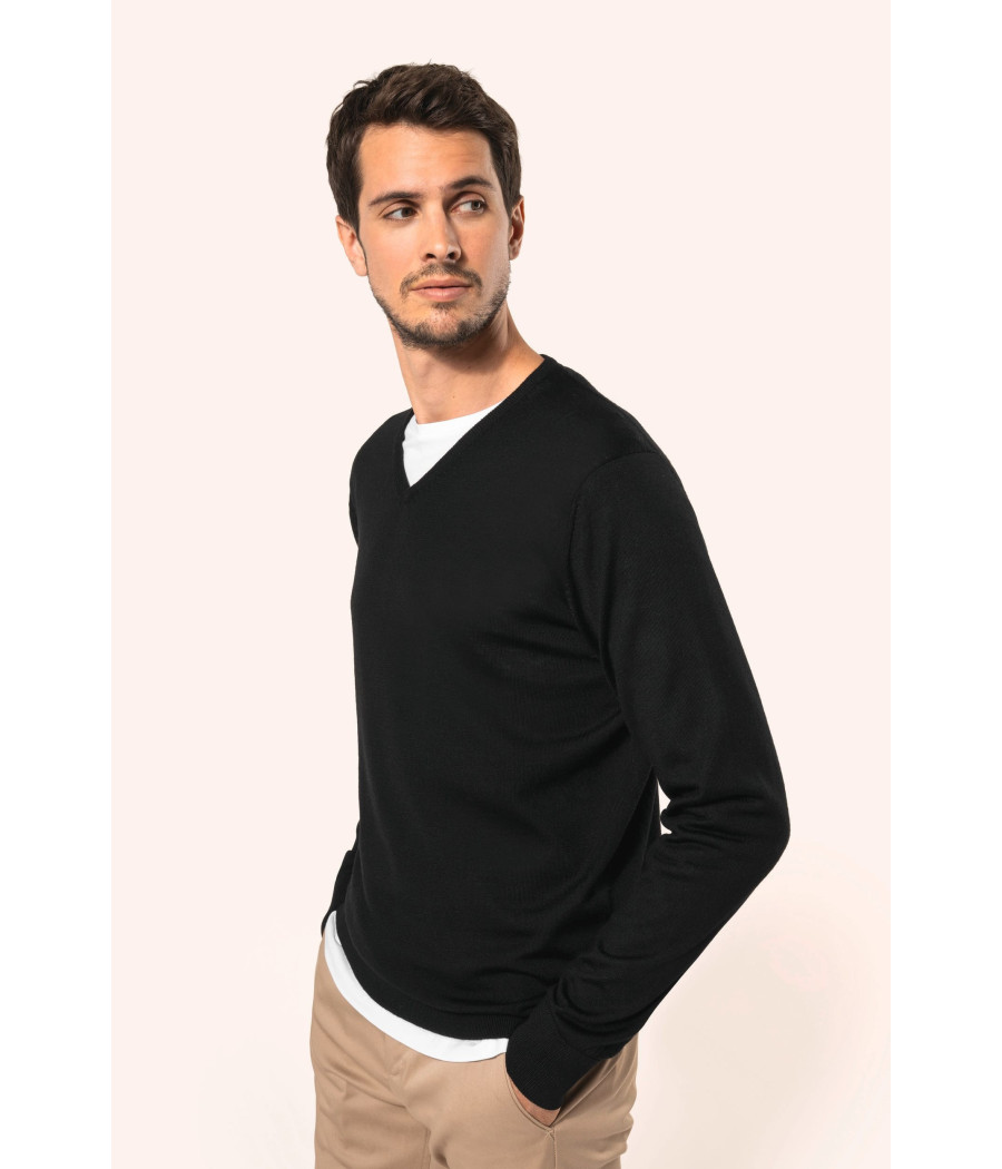 Pull Mérinos col V homme