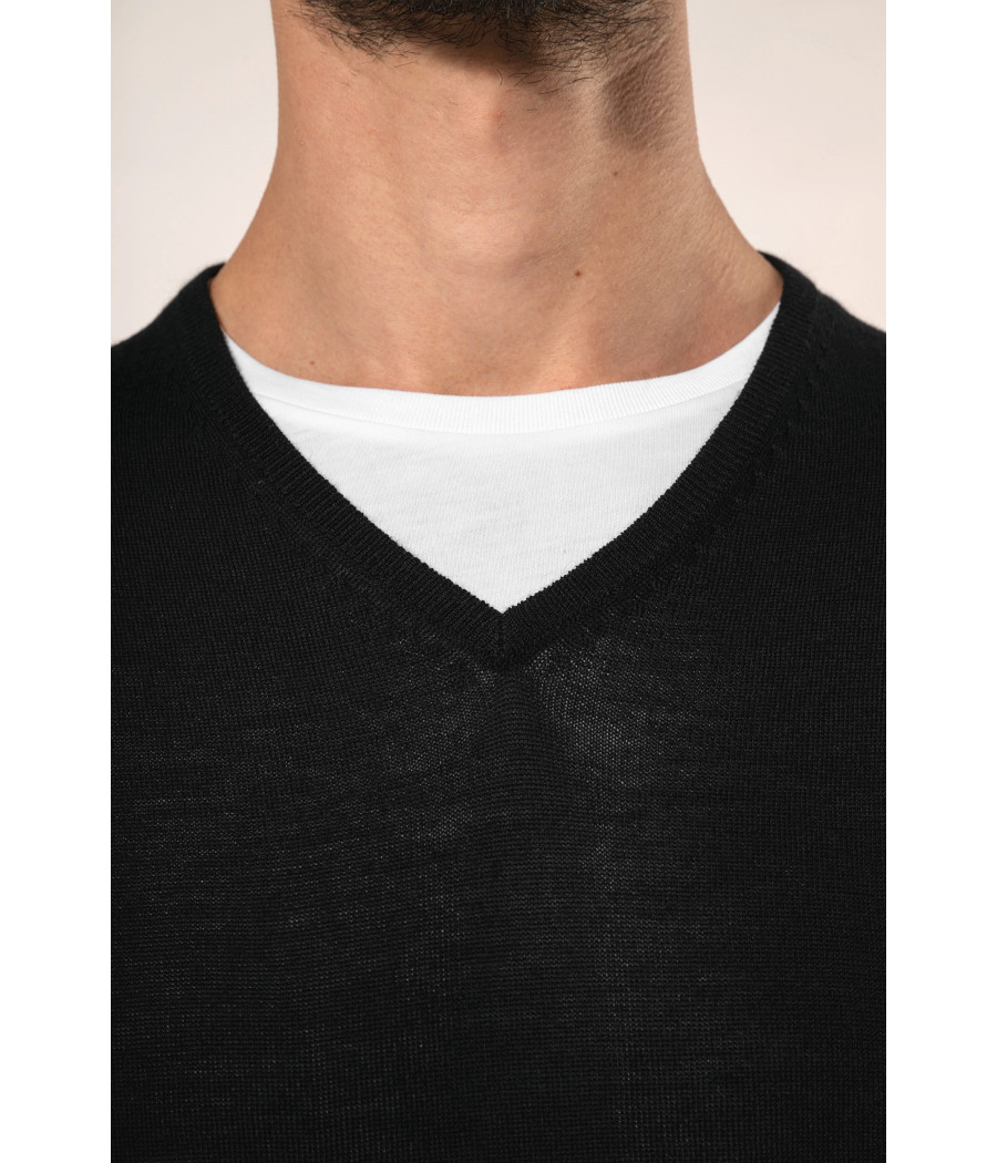 Pull Mérinos col V homme