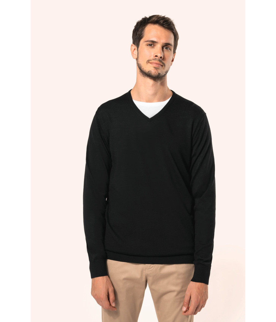 Pull Mérinos col V homme