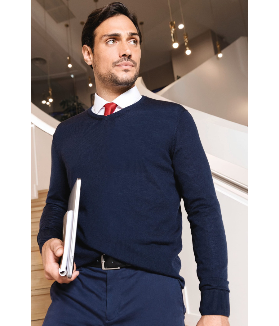 Pull Mérinos col V homme