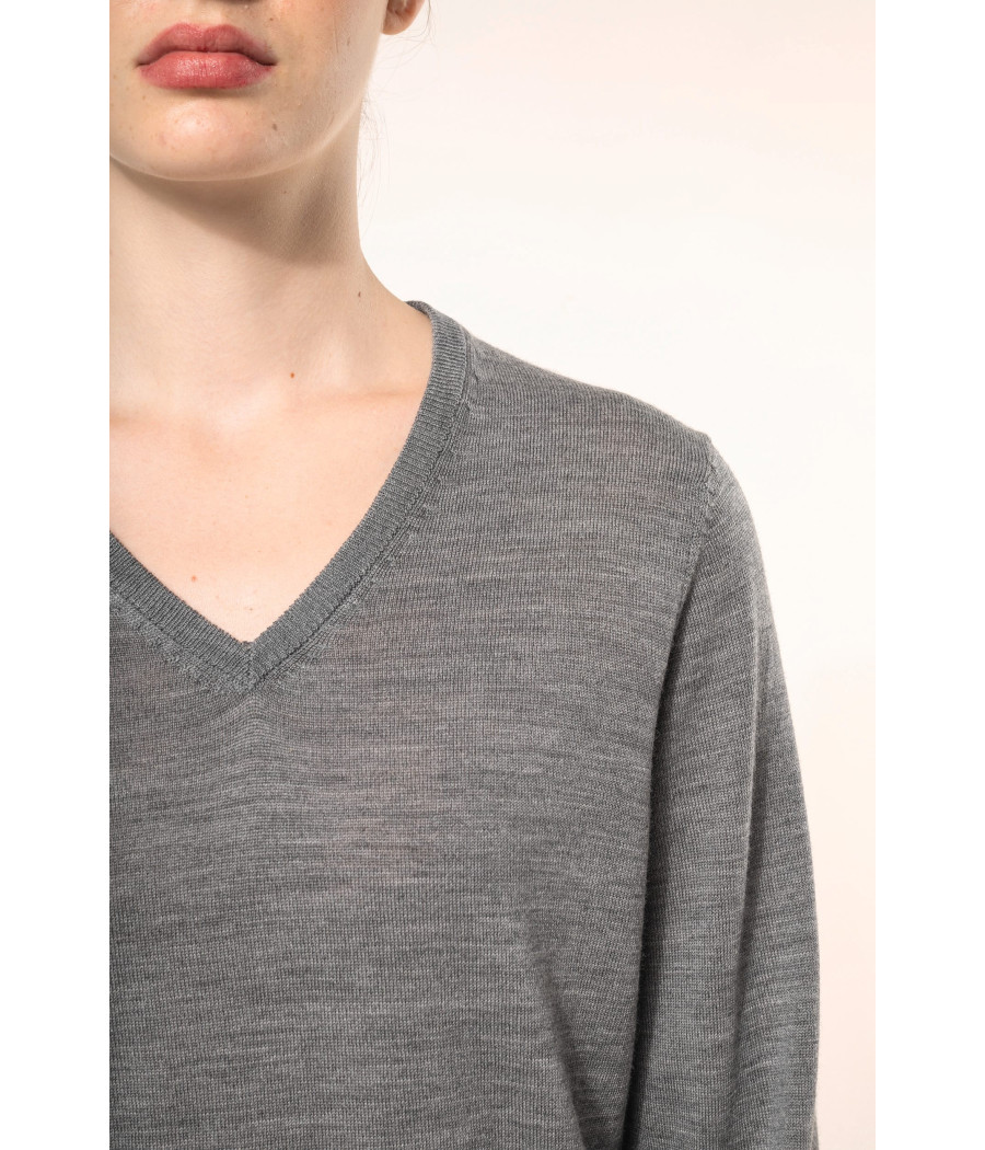 Pull Mérinos col V femme