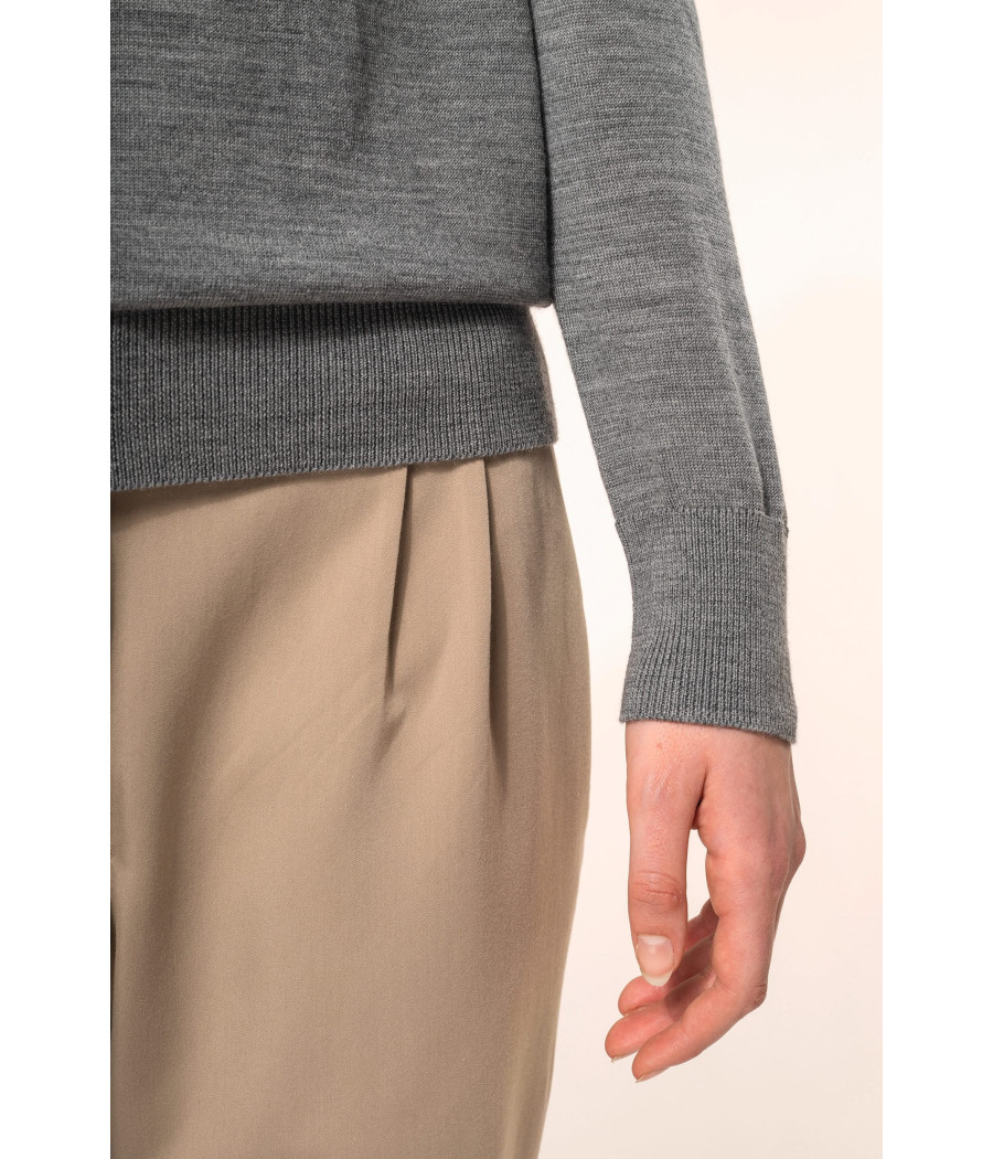 Pull Mérinos col V femme