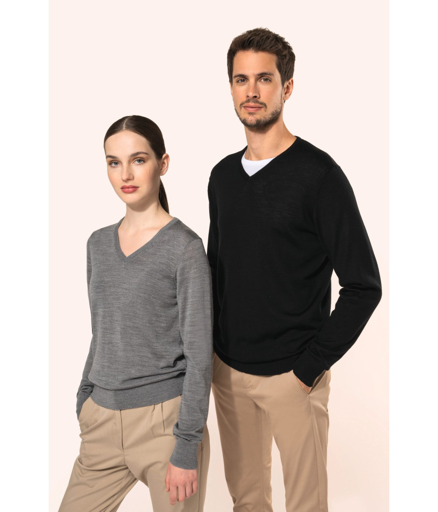 Pull Mérinos col V femme