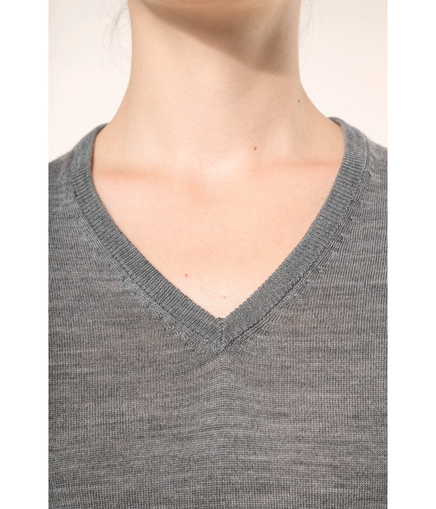 Pull Mérinos col V femme
