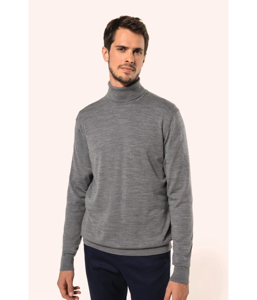 Pull Mérinos col roulé homme