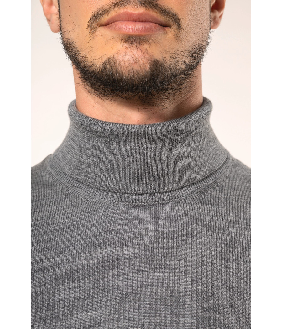 Pull Mérinos col roulé homme