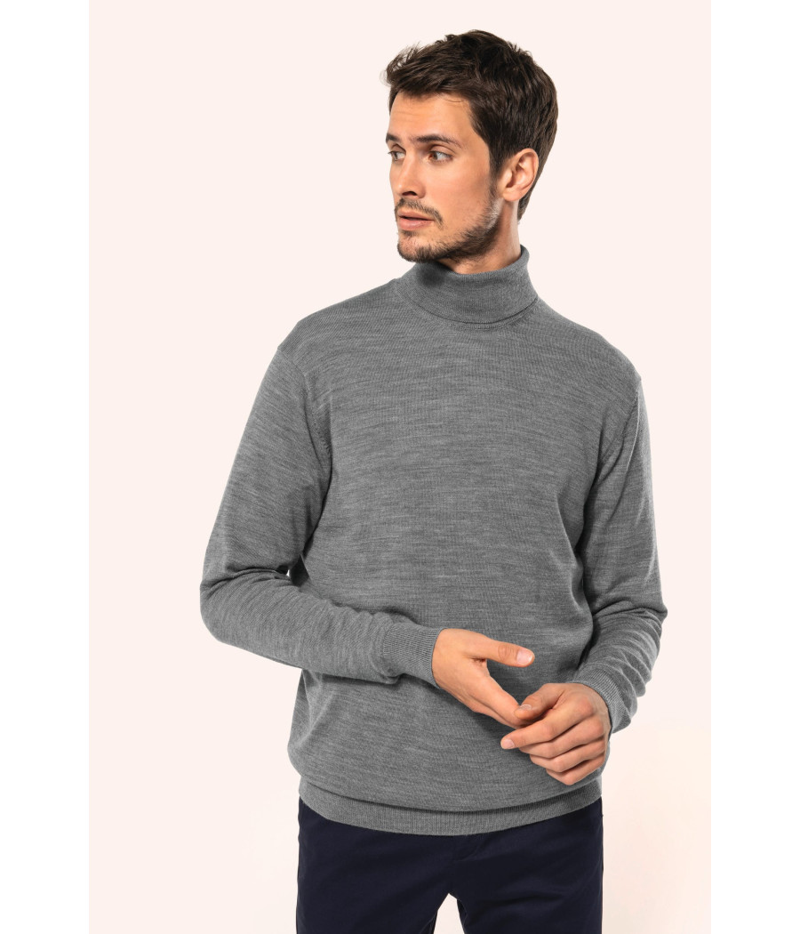 Pull Mérinos col roulé homme