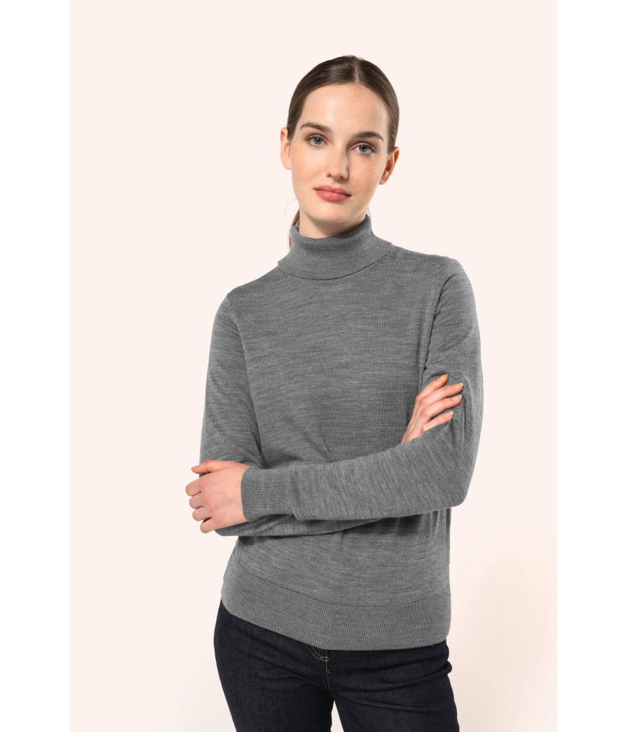 Pull Mérinos col roulé femme
