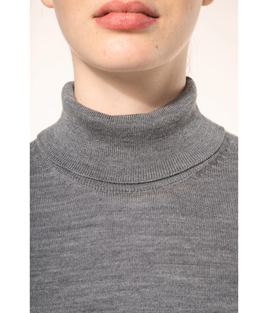 Pull Mérinos col roulé femme