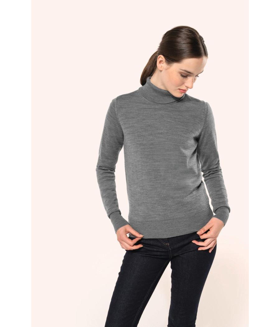 Pull Mérinos col roulé femme