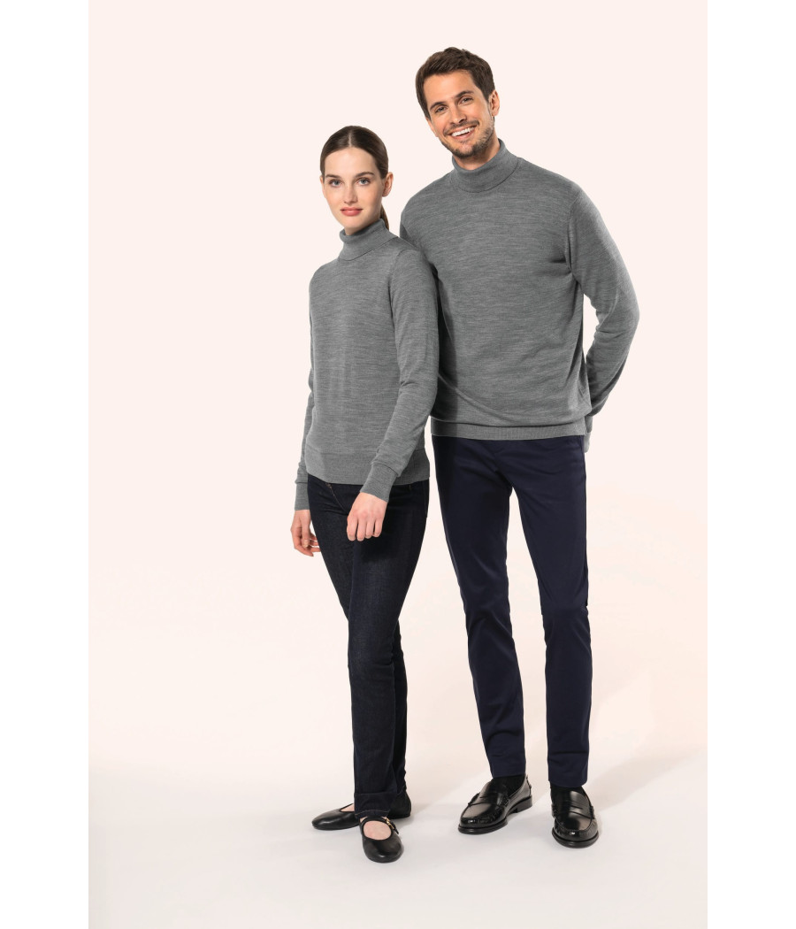 Pull Mérinos col roulé femme