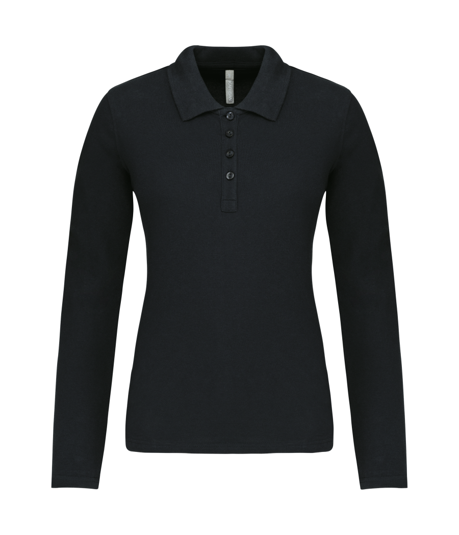Polo piqué manches longues femme