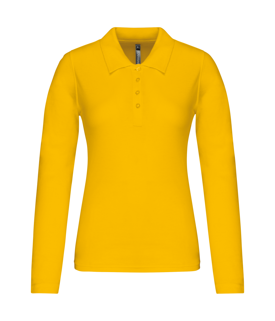 Polo piqué manches longues femme