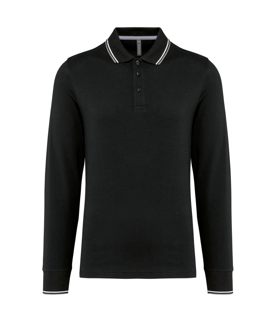 Polo maille piquée manches longues homme
