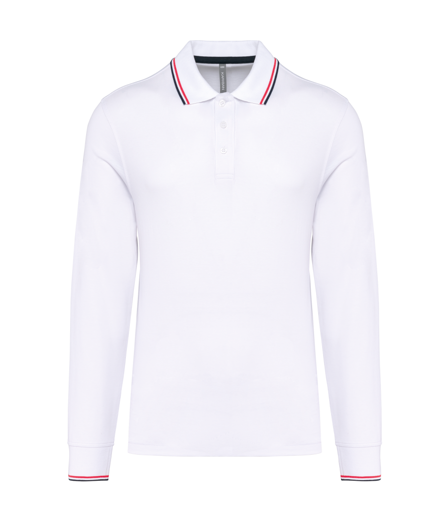 Polo maille piquée manches longues homme