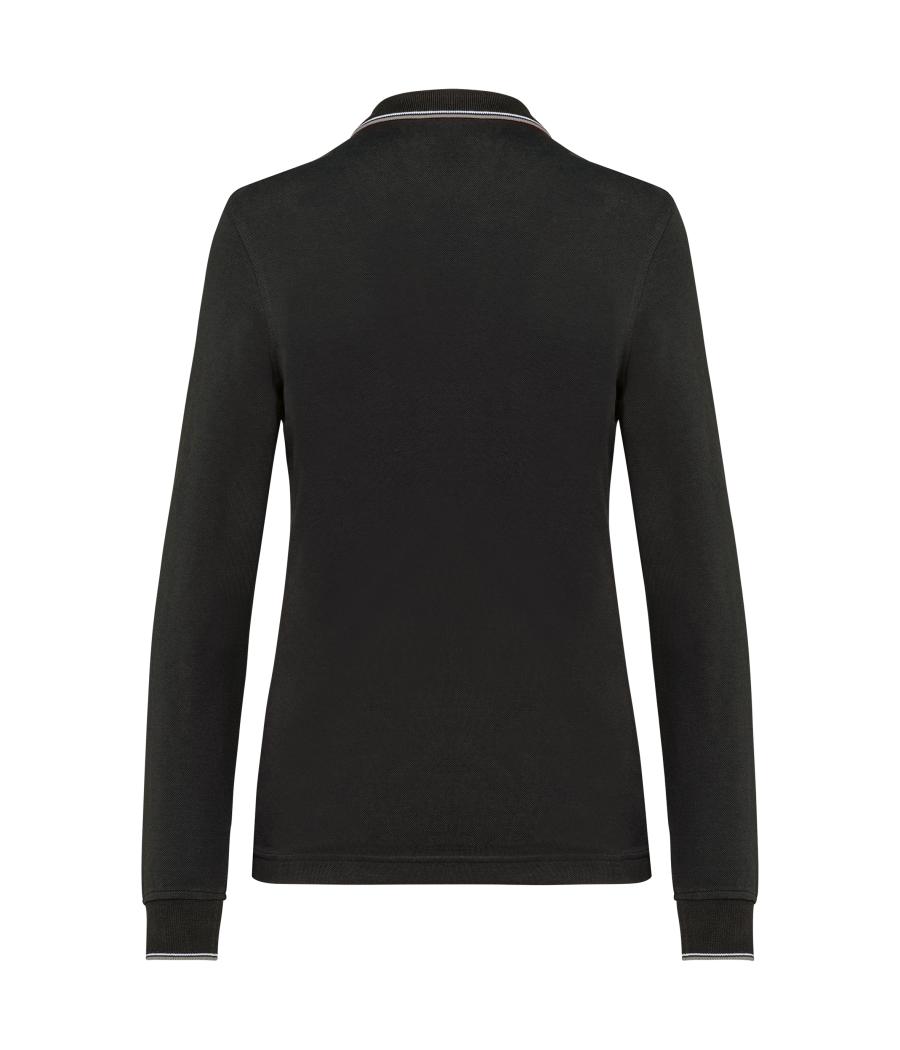 Polo maille piquée manches longues femme