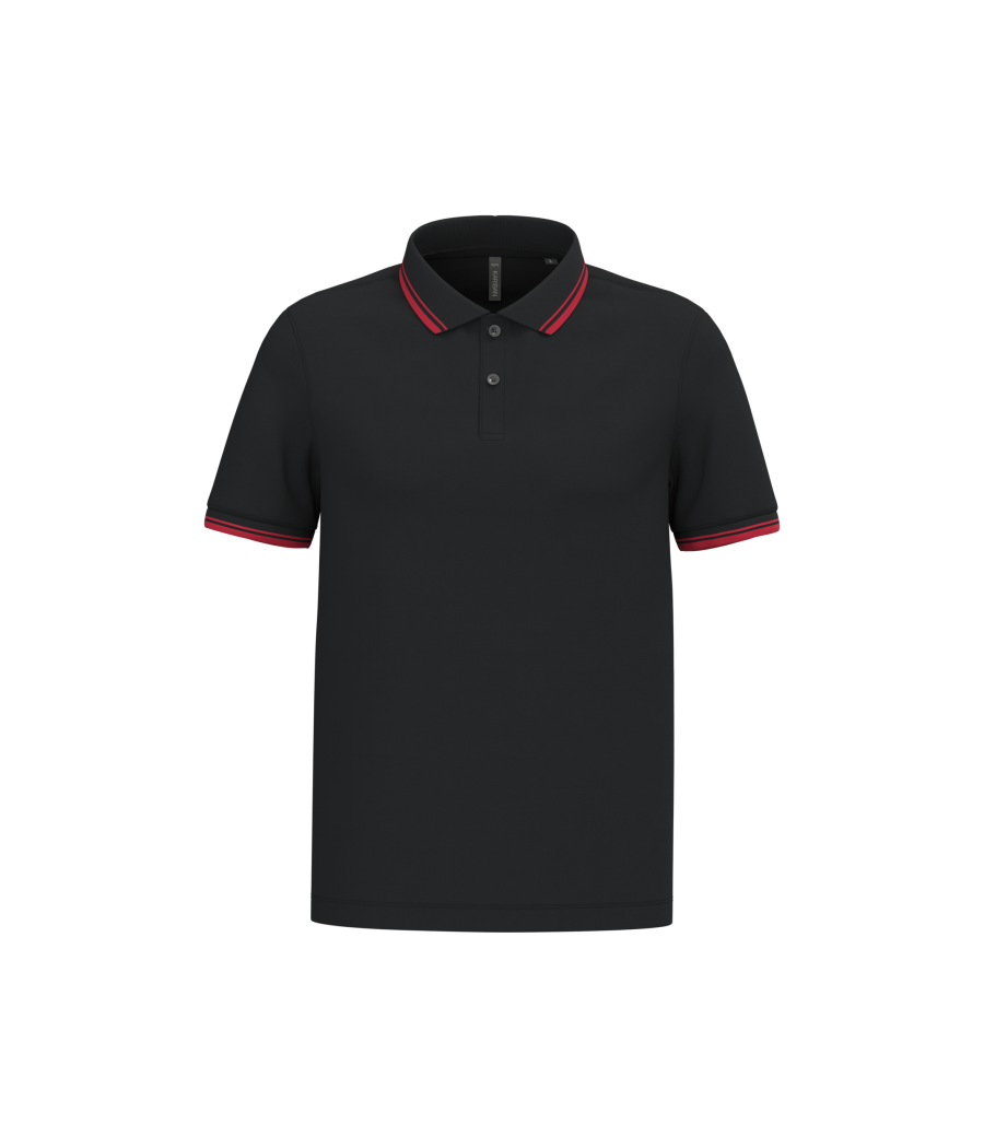 Polo homme manches courtes à liserés contrastés