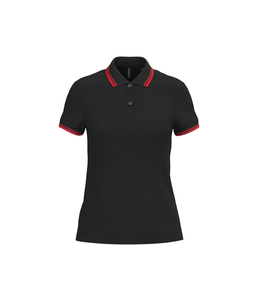 Polo femme manches courtes à liserés contrastés