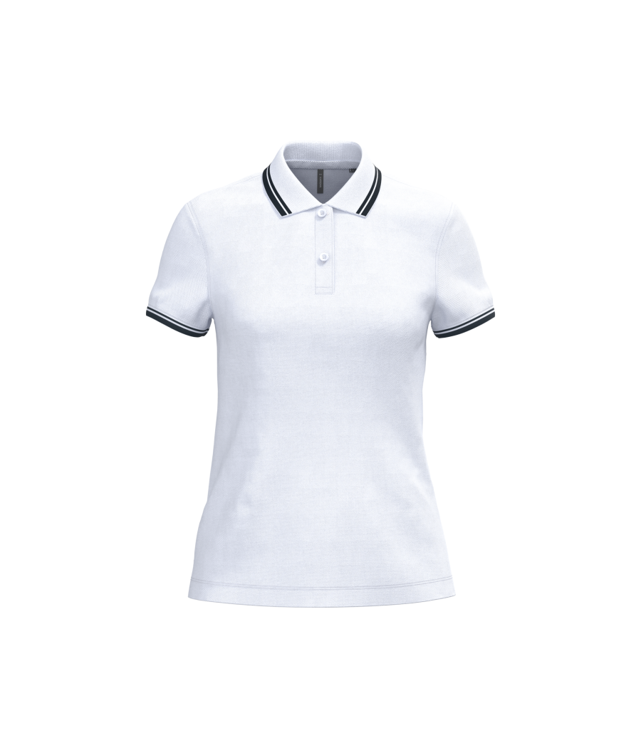 Polo femme manches courtes à liserés contrastés