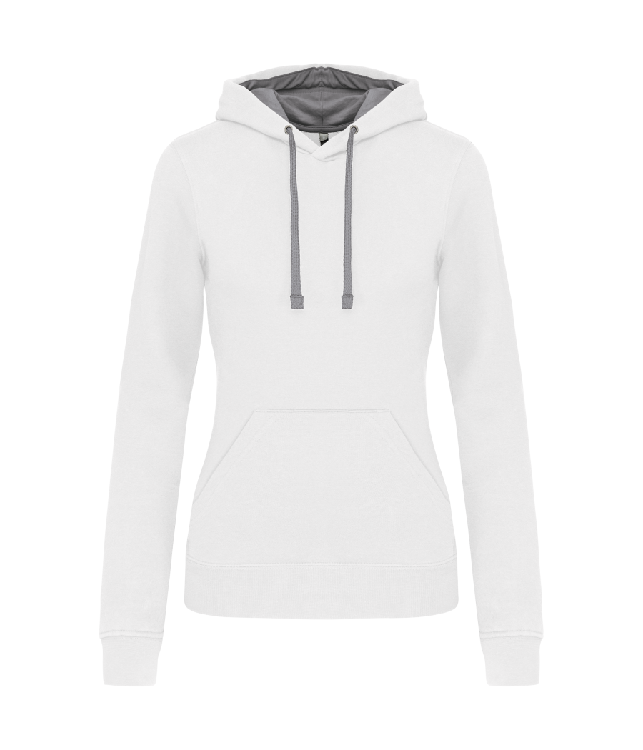 Sweat-shirt capuche contrastée femme